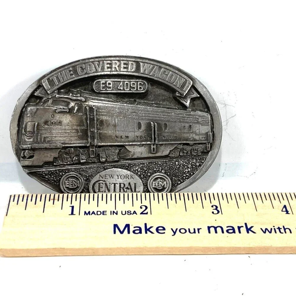 Vintage Belt‎ Buckle Pewter 1988 The Covered Wagon New York Central Lines Train